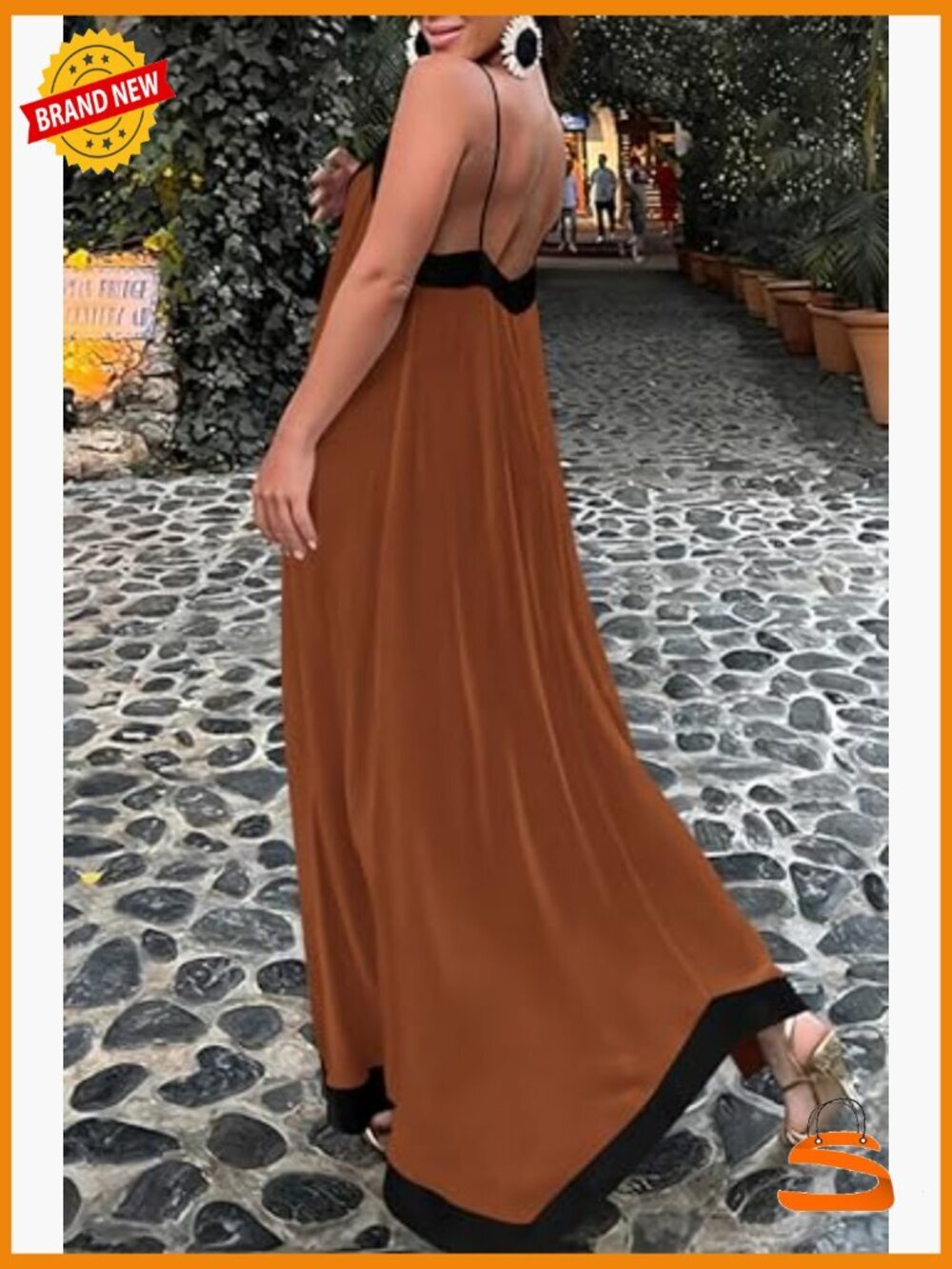 Sleeveless V-Neck Spaghetti Strap Maxi Dress with Pockets - Picture 3 of 7